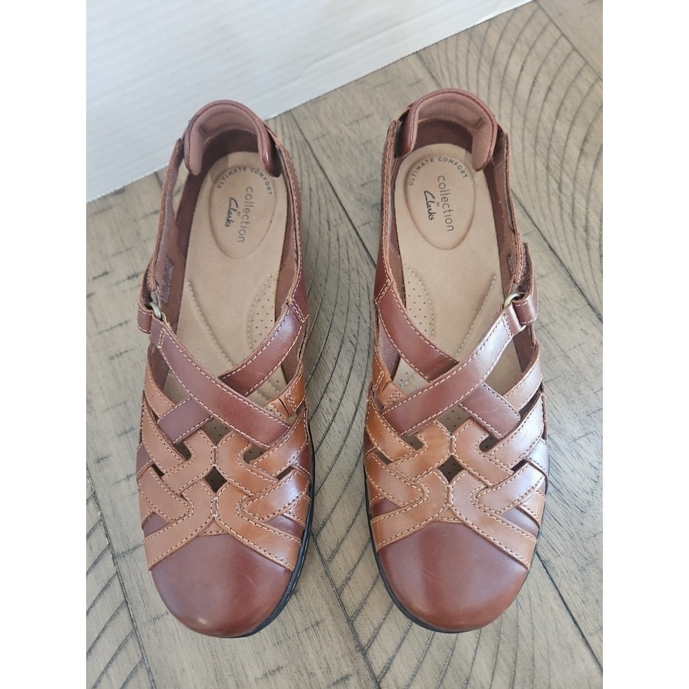 Clarks Fisherman Sandals 8 Brown Tan Cora Dream Leather Earthy Comfort Neutral